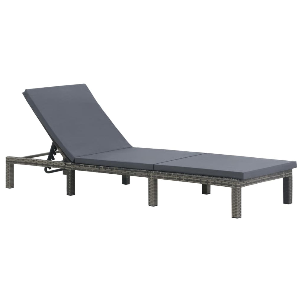 Ligbed met kussen poly rattan antraciet MeubelReus