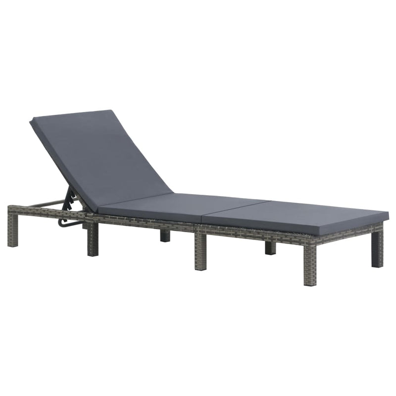 Ligbed met kussen poly rattan antraciet MeubelReus