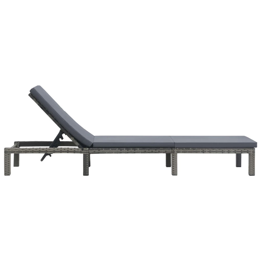 Ligbed met kussen poly rattan antraciet MeubelReus