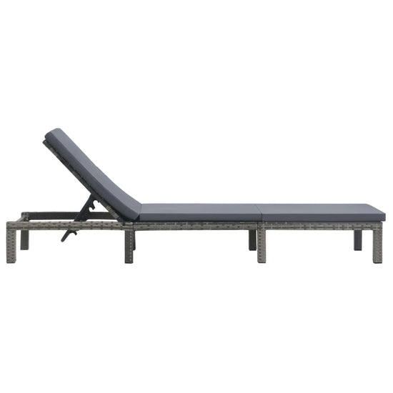 Ligbed met kussen poly rattan antraciet MeubelReus
