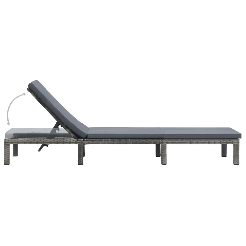 Ligbed met kussen poly rattan antraciet MeubelReus