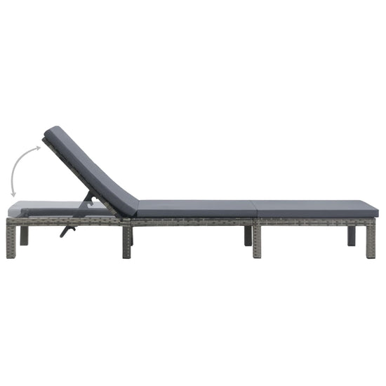 Ligbed met kussen poly rattan antraciet MeubelReus