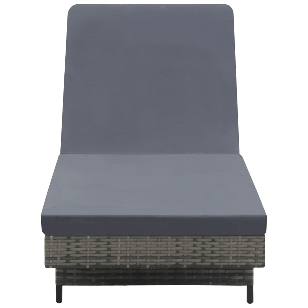 Ligbed met wielen en kussen poly rattan antraciet MeubelReus