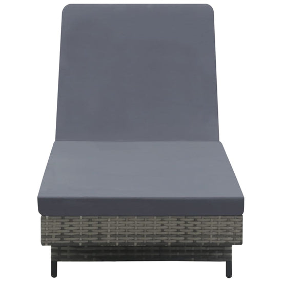 Ligbed met wielen en kussen poly rattan antraciet MeubelReus