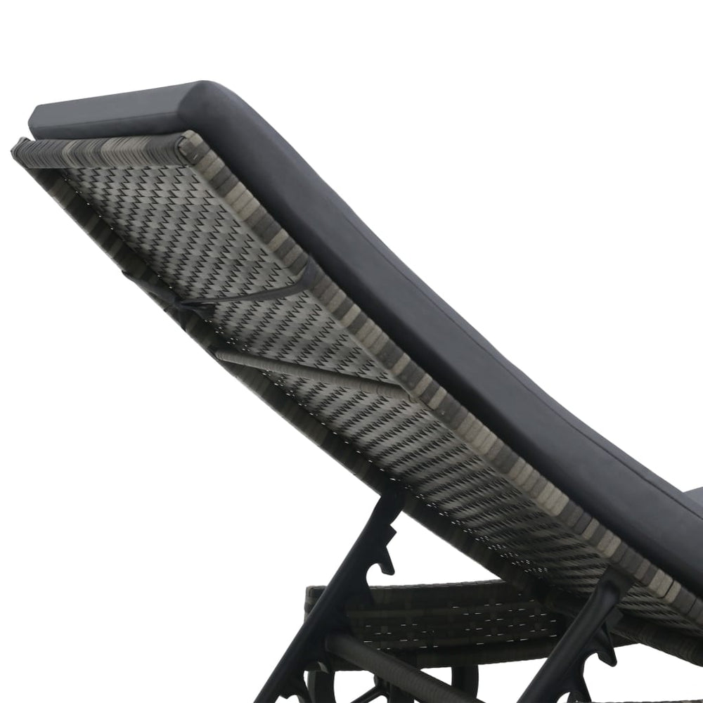 Ligbed met wielen en kussen poly rattan antraciet MeubelReus