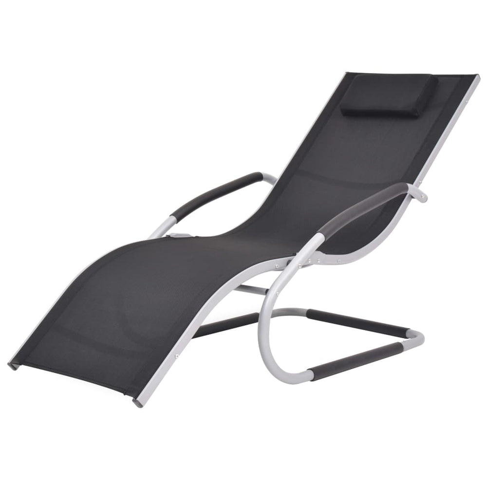 Ligbed met kussen aluminium en textileen zwart MeubelReus