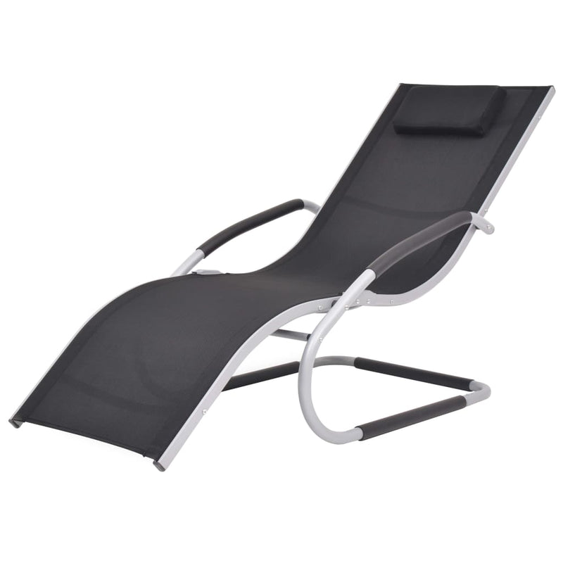 Ligbed met kussen aluminium en textileen zwart MeubelReus