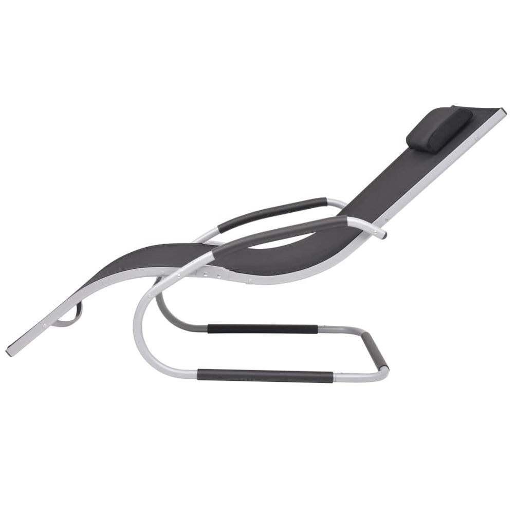Ligbed met kussen aluminium en textileen zwart MeubelReus