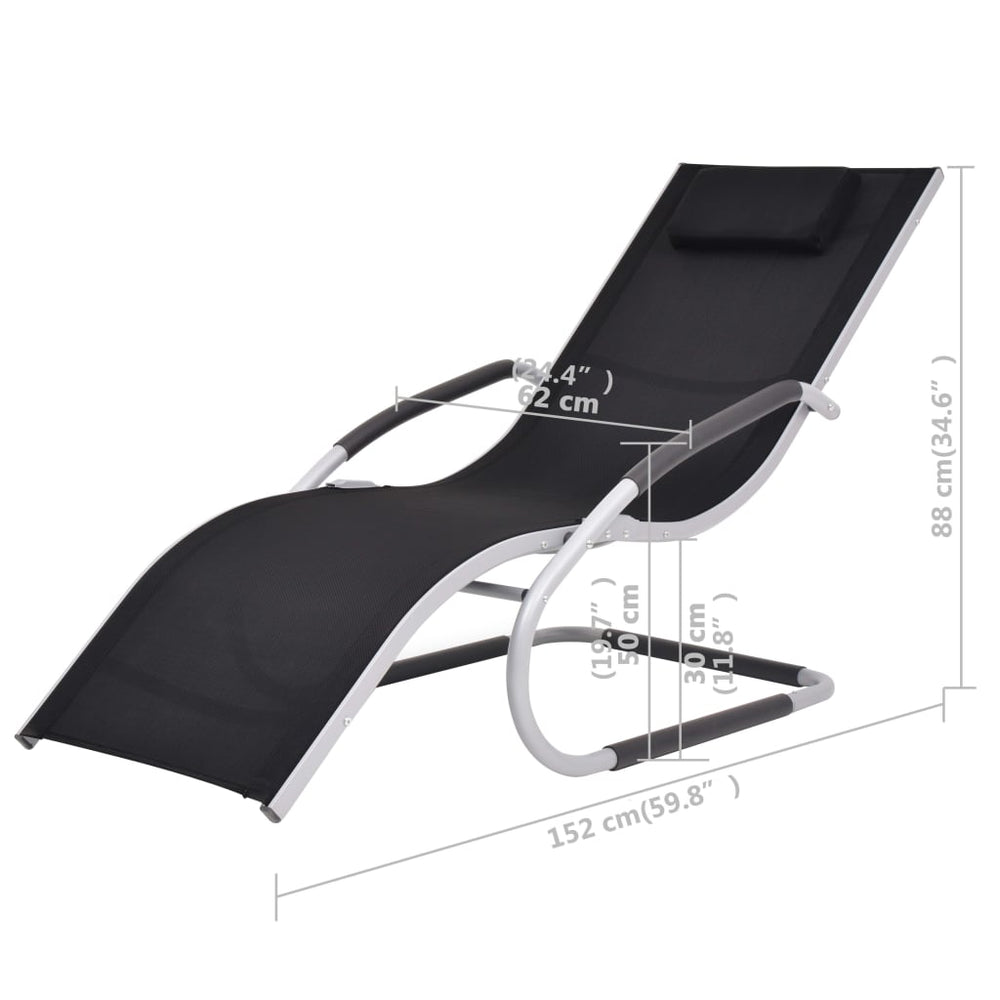 Ligbed met kussen aluminium en textileen zwart MeubelReus