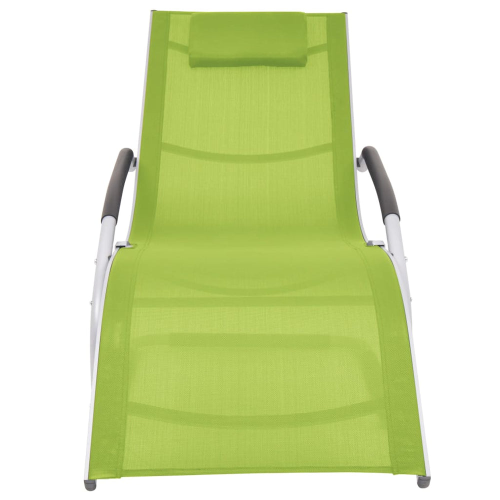 Ligbed met kussen aluminium en textileen groen MeubelReus