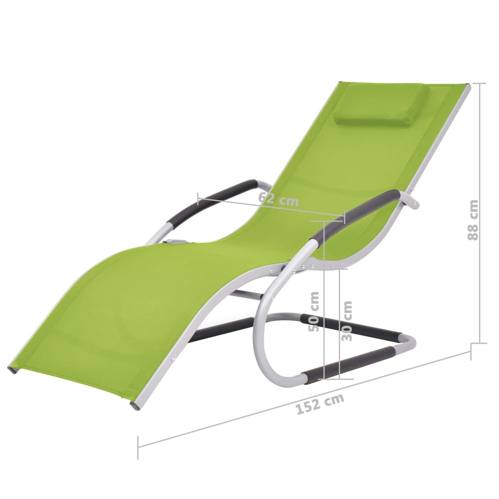 Ligbed met kussen aluminium en textileen groen MeubelReus