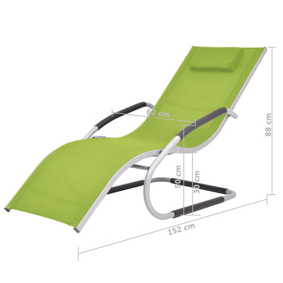 Ligbed met kussen aluminium en textileen groen MeubelReus