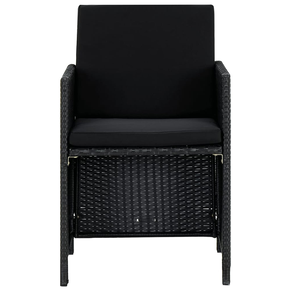 9-delige Tuinset met kussens poly rattan zwart MeubelReus