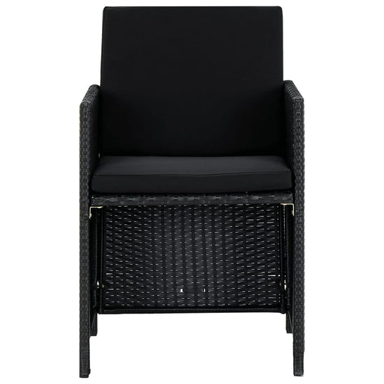 9-delige Tuinset met kussens poly rattan zwart MeubelReus