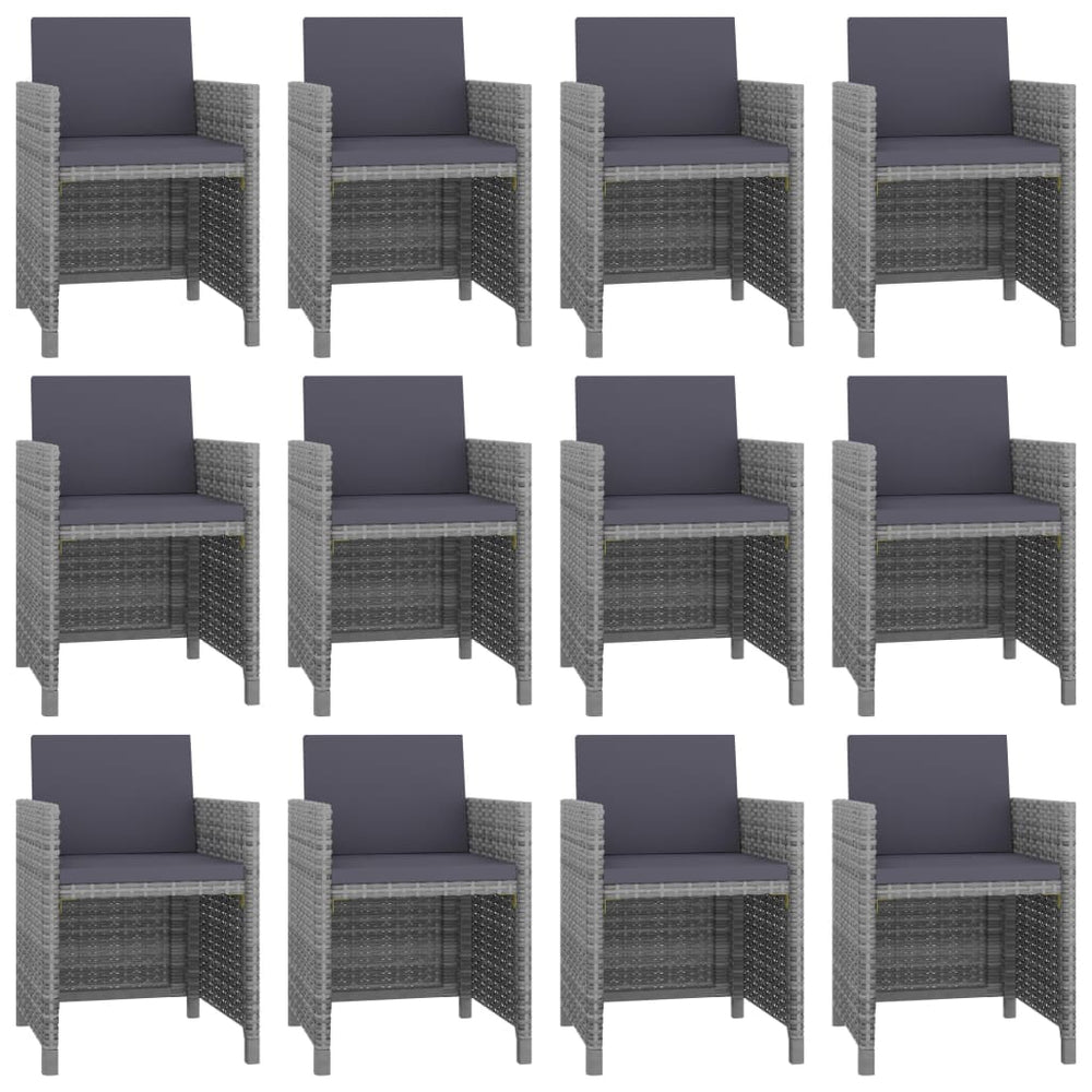 13-delige Tuinset met kussens poly rattan antraciet MeubelReus