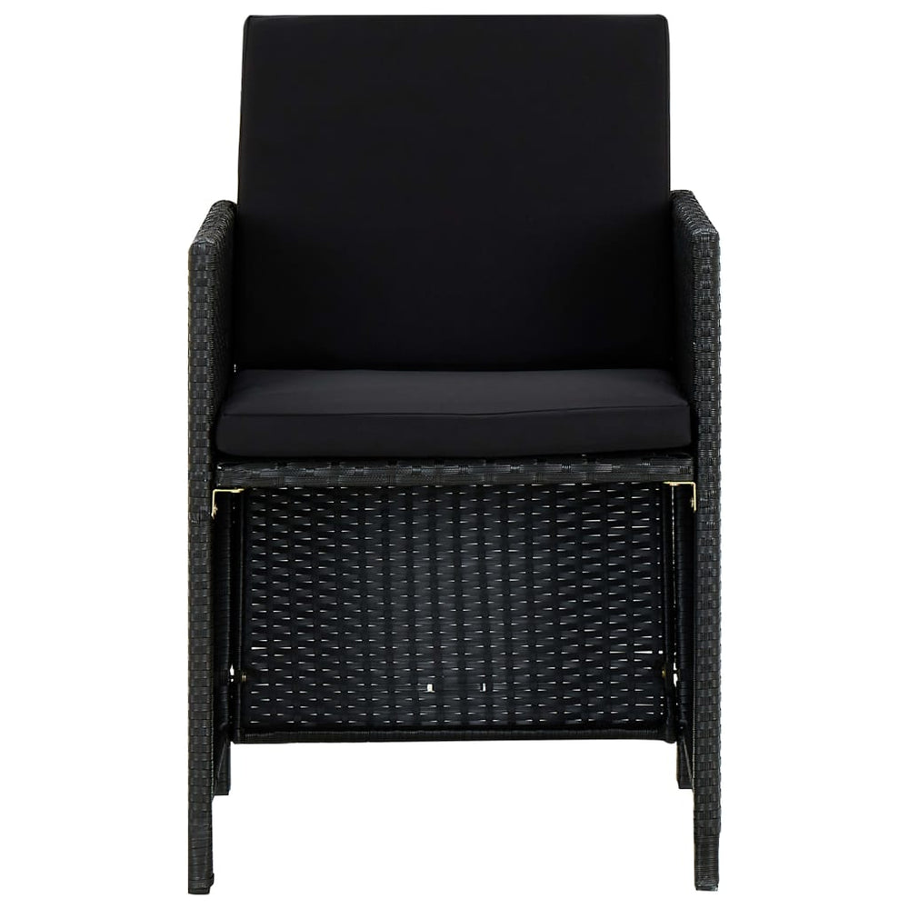 5-delige Tuinset met kussens poly rattan zwart MeubelReus