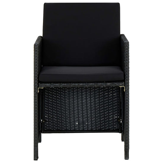 5-delige Tuinset met kussens poly rattan zwart MeubelReus