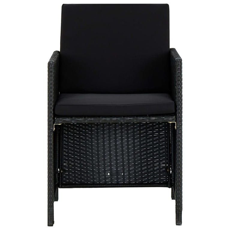 5-delige Tuinset met kussens poly rattan zwart MeubelReus