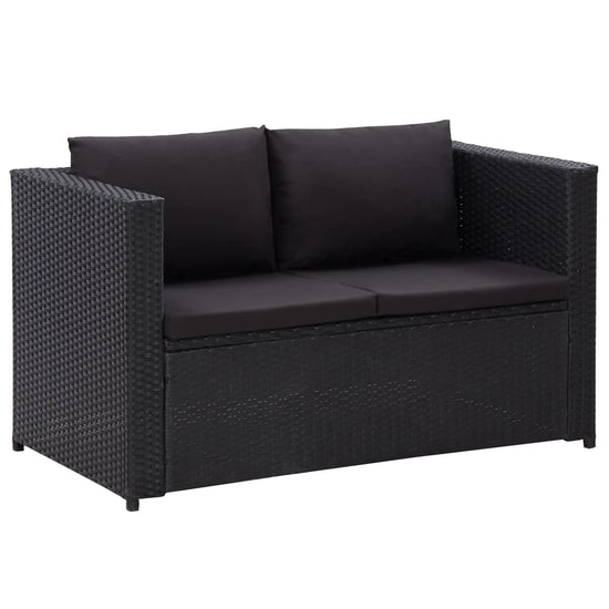 3-delige Loungeset met kussens poly rattan zwart MeubelReus