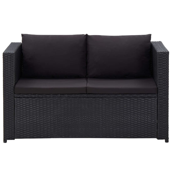 3-delige Loungeset met kussens poly rattan zwart MeubelReus