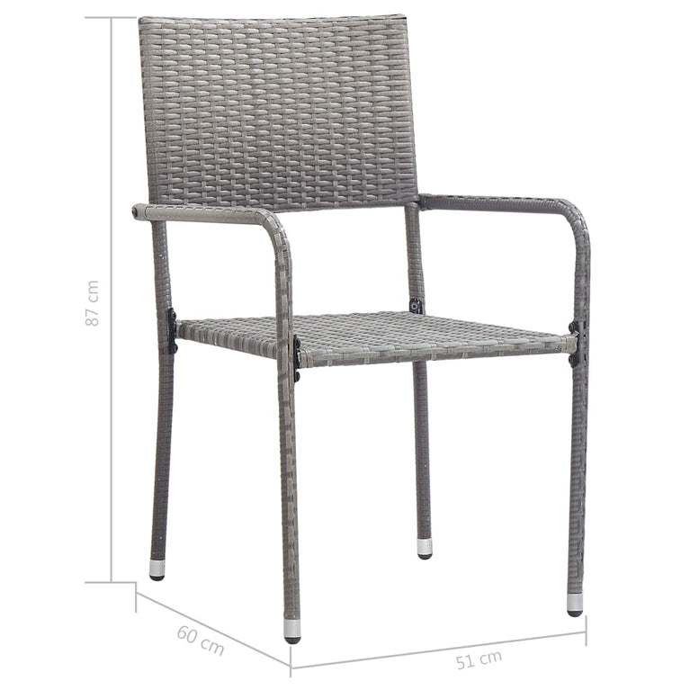 Tuinstoelen 2 st poly rattan grijs