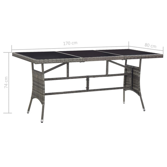 Tuintafel 170x80x74 cm poly rattan grijs MeubelReus