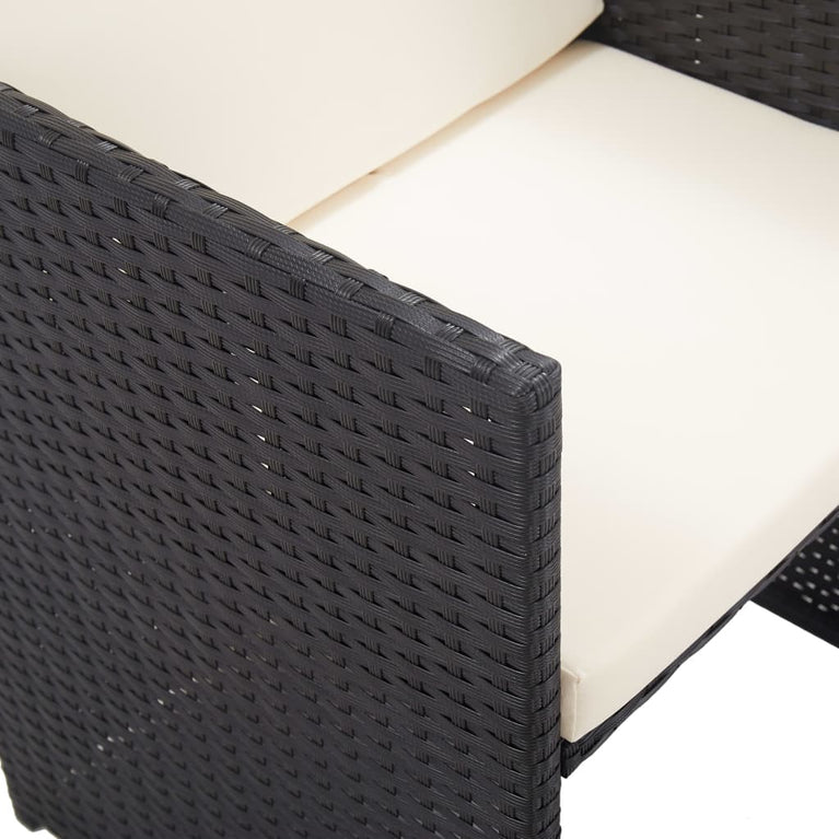 15-delige Tuinset met kussens poly rattan zwart MeubelReus