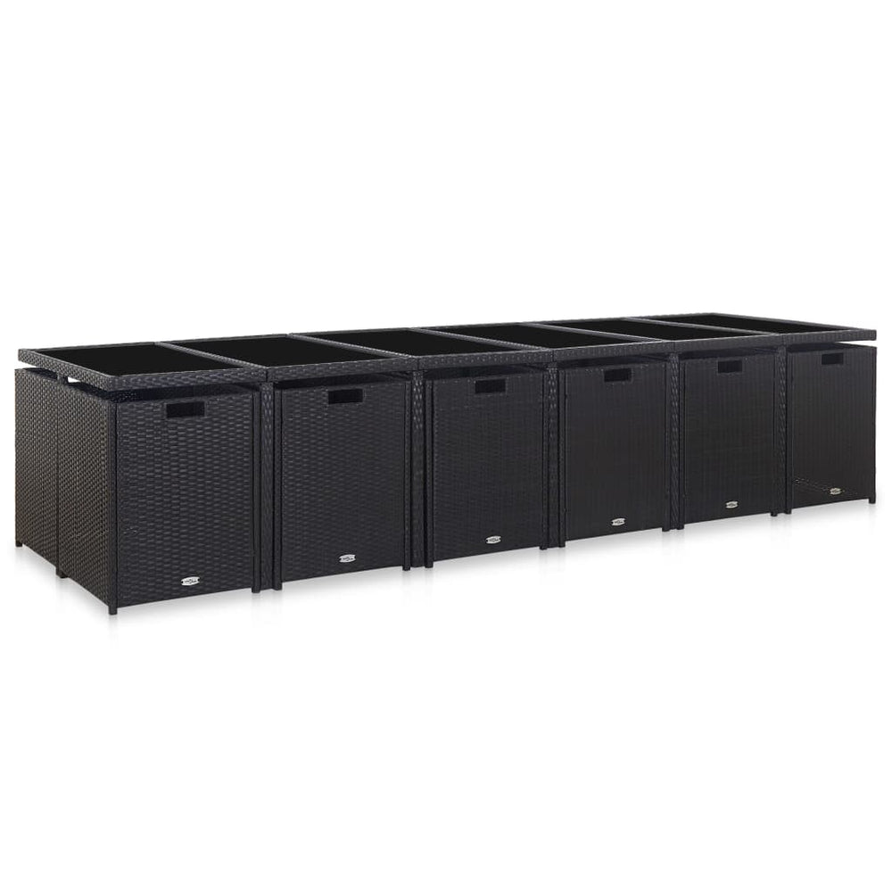 17-delige Tuinset met kussens poly rattan zwart MeubelReus