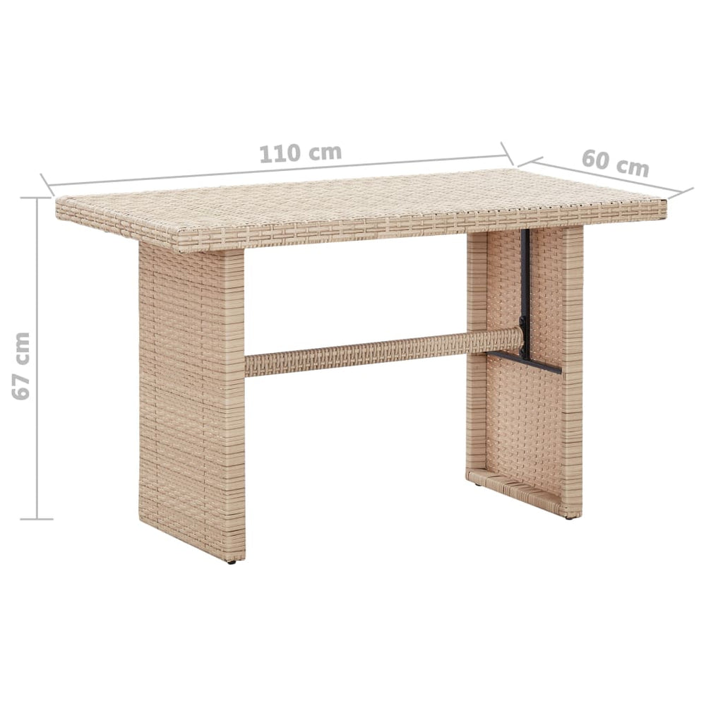 Tuintafel 110x60x67 cm poly rattan beige MeubelReus
