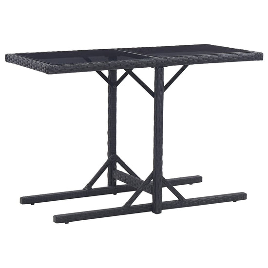 Tuintafel 110x53x72 cm glas en poly rattan zwart MeubelReus