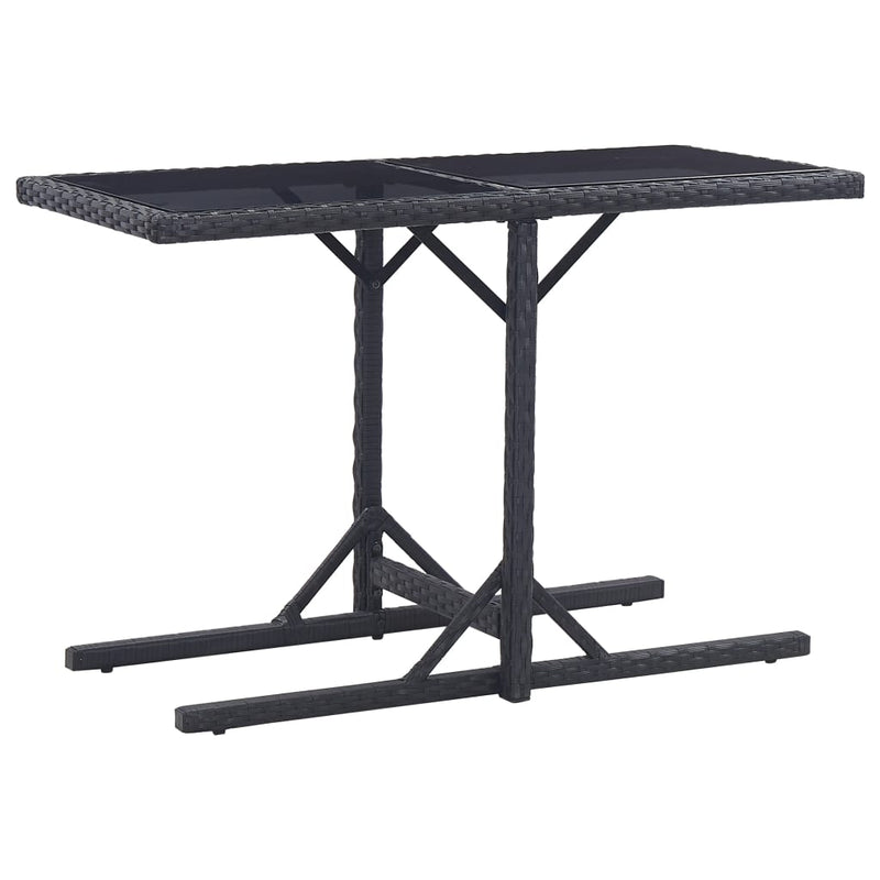 Tuintafel 110x53x72 cm glas en poly rattan zwart MeubelReus