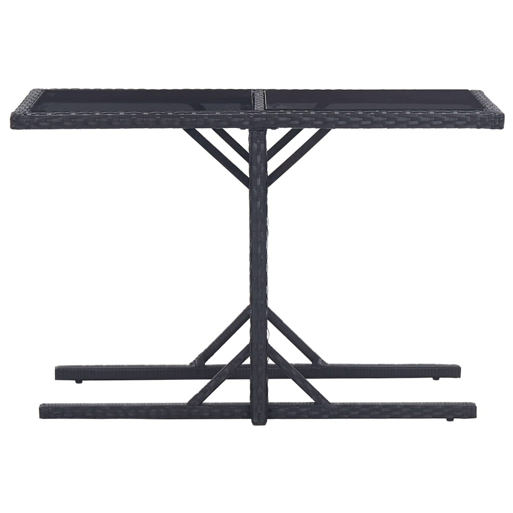 Tuintafel 110x53x72 cm glas en poly rattan zwart MeubelReus