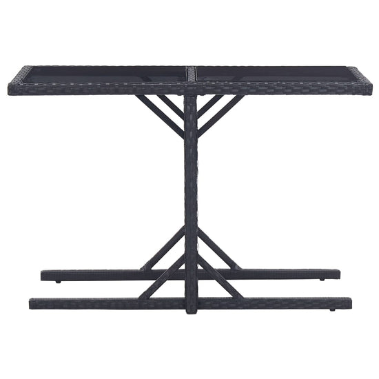 Tuintafel 110x53x72 cm glas en poly rattan zwart MeubelReus