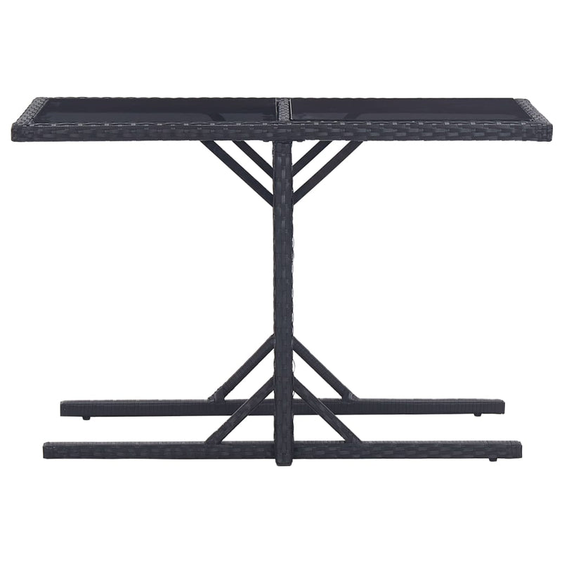 Tuintafel 110x53x72 cm glas en poly rattan zwart MeubelReus