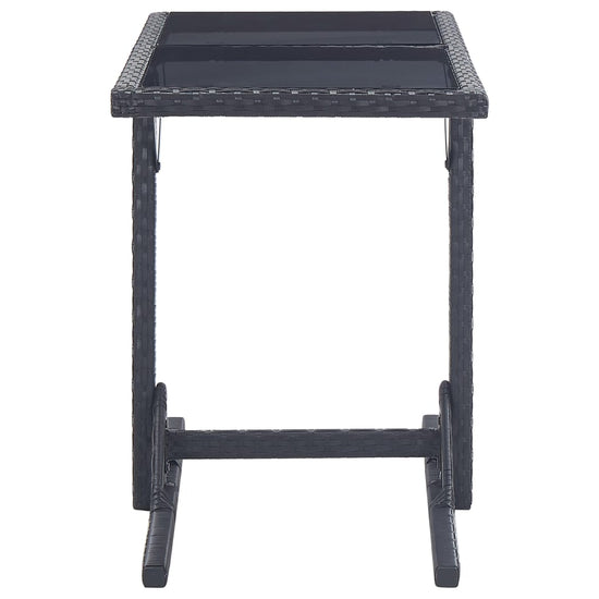 Tuintafel 110x53x72 cm glas en poly rattan zwart MeubelReus