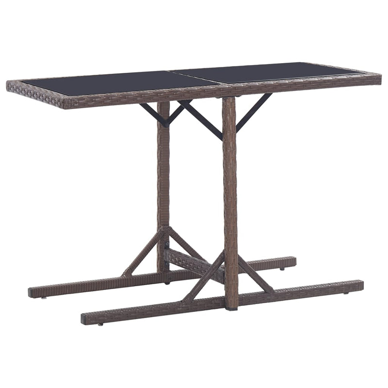 Tuintafel 110x53x72 cm glas en poly rattan bruin MeubelReus