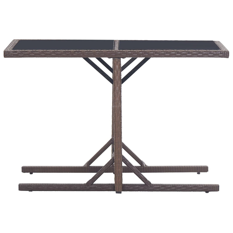 Tuintafel 110x53x72 cm glas en poly rattan bruin MeubelReus