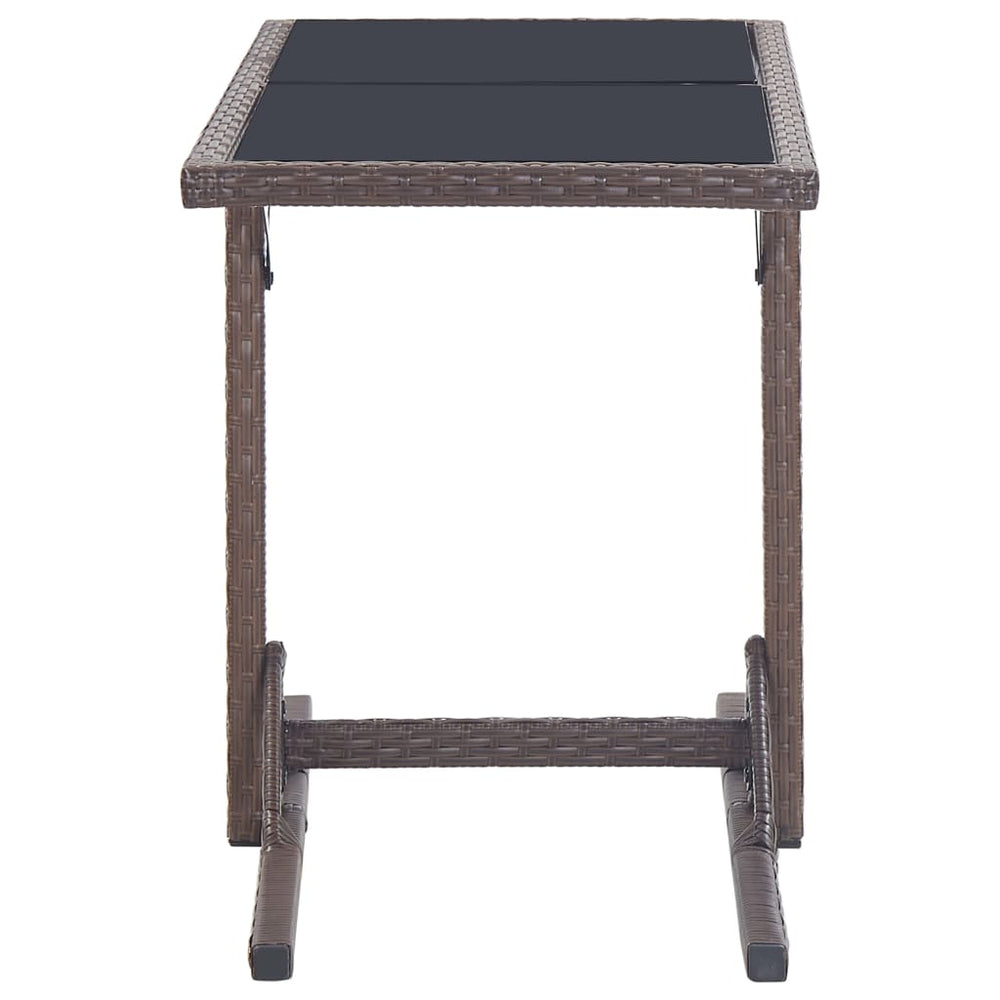 Tuintafel 110x53x72 cm glas en poly rattan bruin MeubelReus