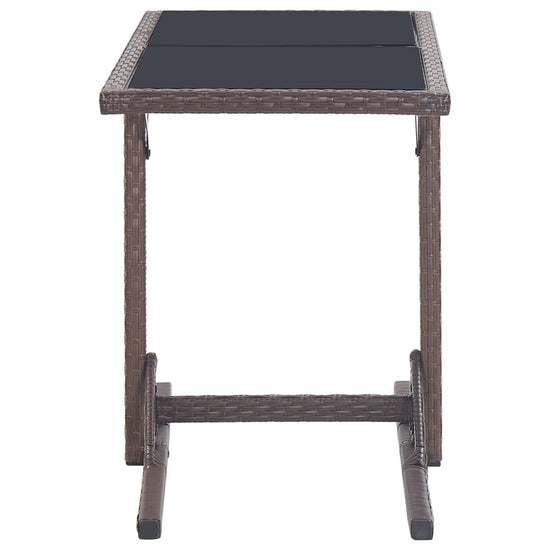 Tuintafel 110x53x72 cm glas en poly rattan bruin MeubelReus