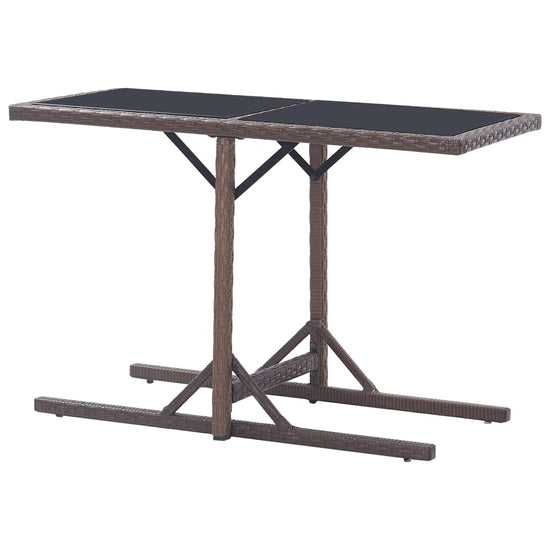 Tuintafel 110x53x72 cm glas en poly rattan bruin MeubelReus