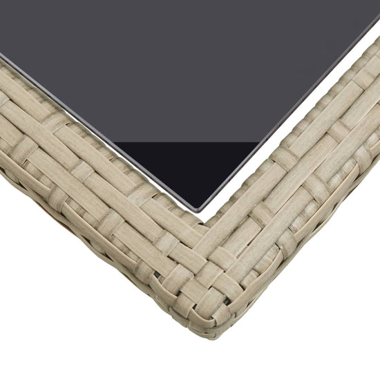 Tuintafel 110x53x72 cm glas en poly rattan beige MeubelReus