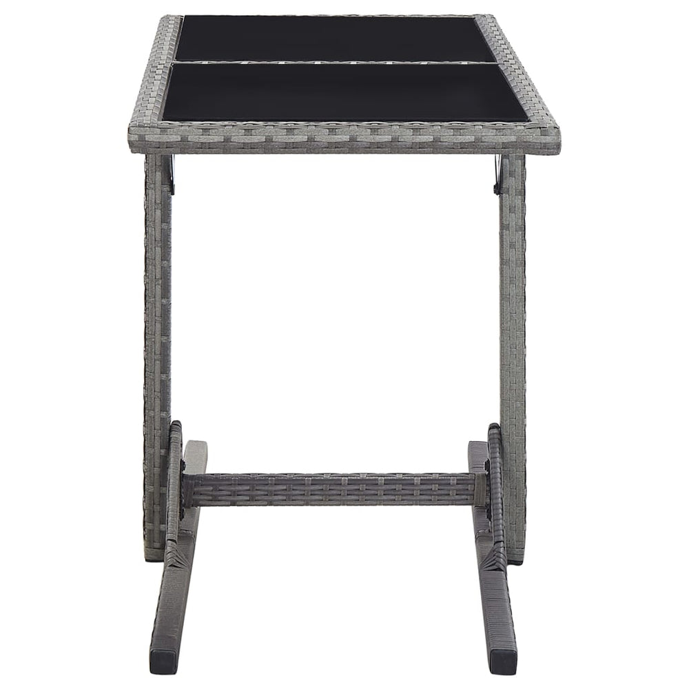 Tuintafel 110x53x72 cm glas en poly rattan antraciet MeubelReus