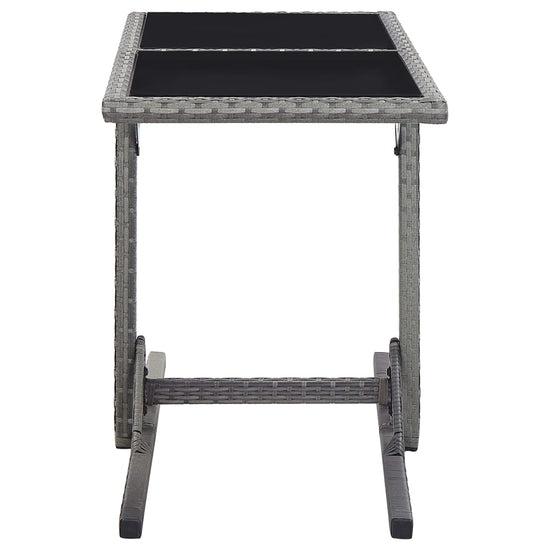 Tuintafel 110x53x72 cm glas en poly rattan antraciet MeubelReus