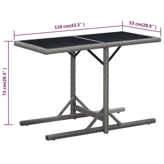 Tuintafel 110x53x72 cm glas en poly rattan antraciet MeubelReus