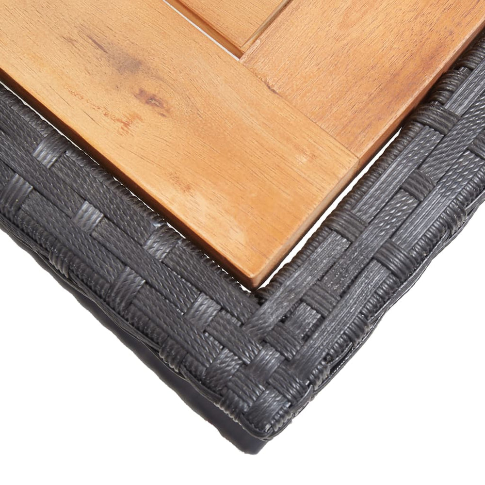 Tuintafel massief acaciahout en poly rattan zwart MeubelReus