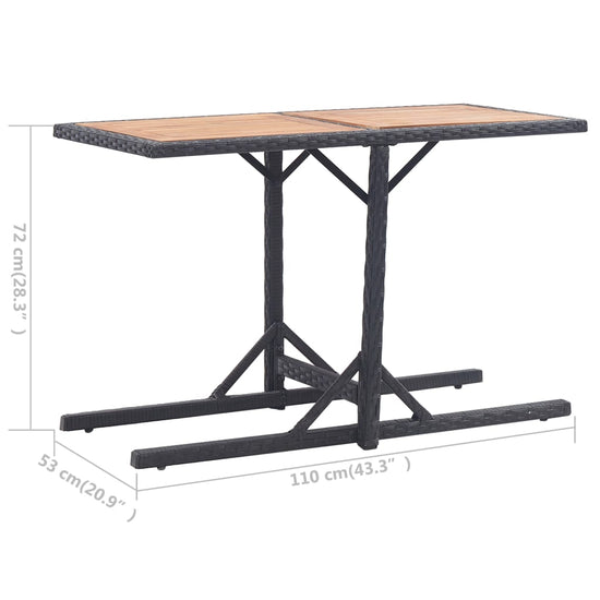 Tuintafel massief acaciahout en poly rattan zwart MeubelReus