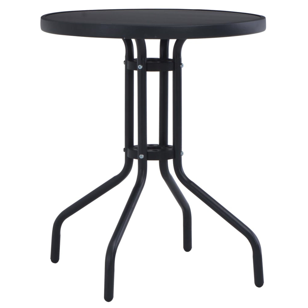 Tuintafel 80 cm staal en glas zwart MeubelReus