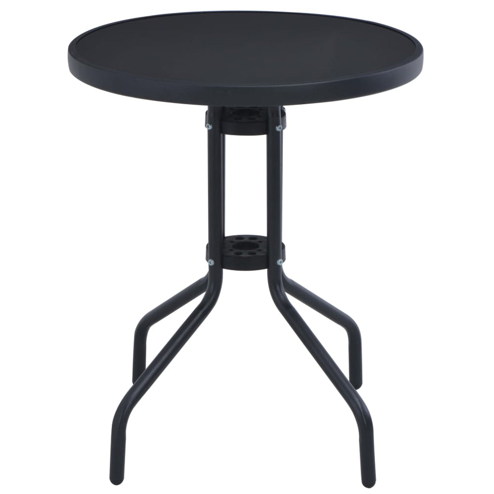 Tuintafel 80 cm staal en glas zwart MeubelReus
