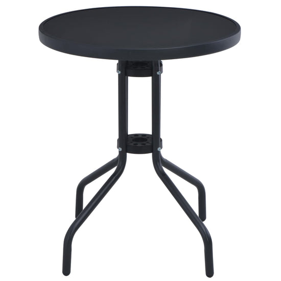 Tuintafel 80 cm staal en glas zwart MeubelReus