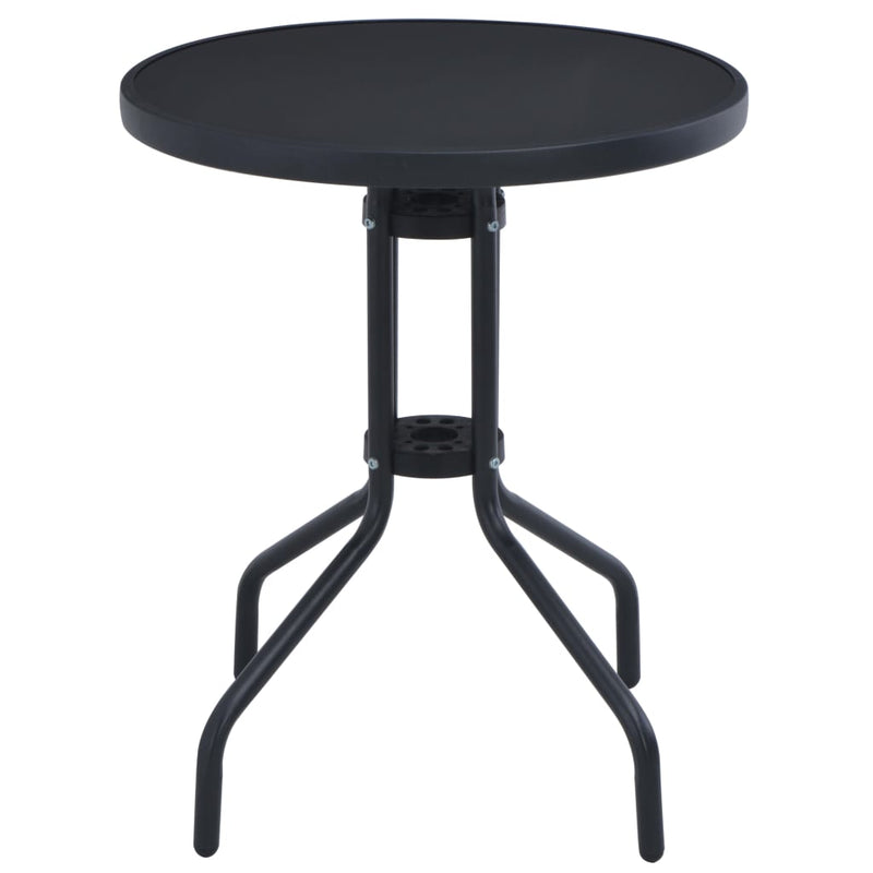 Tuintafel 80 cm staal en glas zwart MeubelReus